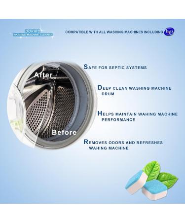 DOKIKO Washing Machine Cleaner 18-Pack - Eco-Friendly Deep Clean Tablets for HE Front Loader & Top Load Washers - Septic Safe Deodorizer for Drum & Tub Seal - Buy Online on GoSupps.com