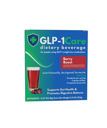 Berry Boost Fiber Drink 15 Calories GLP-1 Compatible 20 Servings Per Box Berry Boost 0.27 Ounce (Pack of 1)
