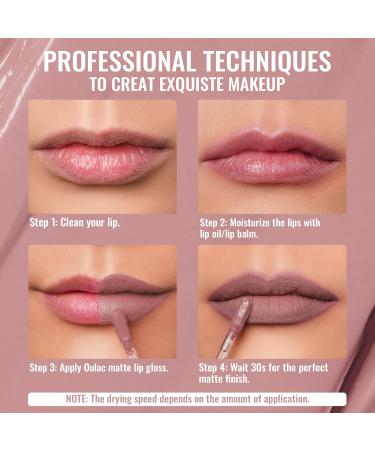 Oulac Liquid Matte Lipstick - Dreamy Kiss (M16) | Long-Lasting Vegan Pinky Nude | Precise Applicator Intensive Color Gluten-Free 4.5ml - Buy Online on GoSupps.com