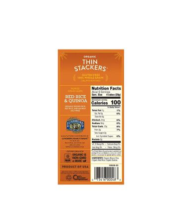 Lundberg Organic Thin Stackers Red Rice & Quinoa Multigrain Rice Cakes - Salt-Free, Gluten-Free, Vegan Snacks - 6 oz (Pack of 6) - Buy Online on GoSupps.com