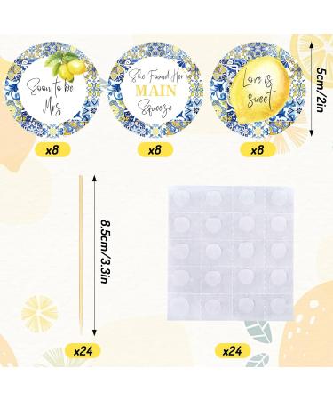 AnyDesign 24Pcs Blue White Tiles Lemon Cupcake Topper Sweet Fruit Theme Summer Lemonade Cupcake Picks for Wedding Engagement Bridal Shower Bachelorette Party Decorations - Buy Online on GoSupps.com