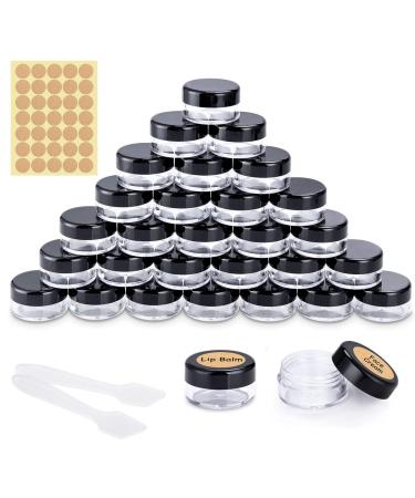 30 pieces of jaws cream can empty Tiegel Mini Creams with label stickers and mini spatula for nail art lip balm cream 5g 5ml black