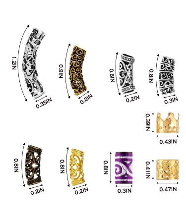 Dreadlock Beads | 64 Metal Cuffs Tubes Jewelry for Hair Braiding | Women & Girls DIY Hair Styling - Buy Online on GoSupps.com