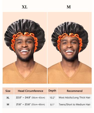Mikimini XL Black Shower Hoods 2-Pack | Waterproof Reusable Hair Protection for Long Hair | Double-Layer Design with Bright Orange Rim - Buy Online on GoSupps.com