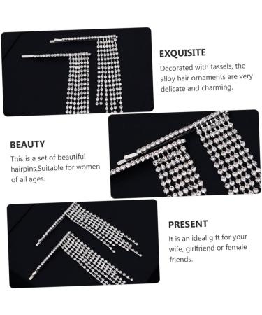 Beaupretty 1pair Tassel Hair Clip Rhinestone Headpiece Women's Hair Clips Hair Clips for Girls Crystal Bridal Hairpin Girl Birthday Headpiece for Women Stylish Hairpin Tassels Hairpins - Buy Online on GoSupps.com