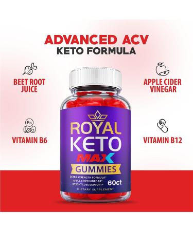Royal Keto Gummies Max Strength - Vegan ACV Formula for Weight Loss - 60 Purple Gummies with B12, B6, and Beet Root Juice - Buy Online on GoSupps.com
