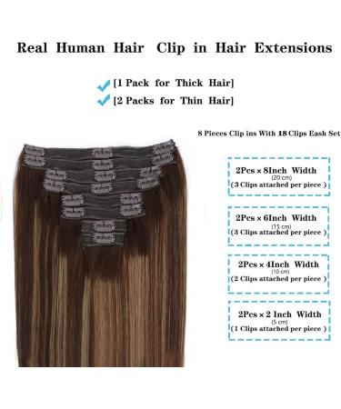 Clip in Hair Extensions Straight Clip In Hair Extensions Human Hair Extensions P4/27 Medium Brown Mixed Blonde Full Head Clip Ins Natural Hair With 18 Clips Clip in Extensions (Size : 24inches Colo 24inches 120g/Set - Buy Online on GoSupps.com