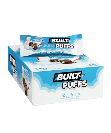Built Bar 12 Pack High Protein and Energy Puffs- Low Carb Low Calorie Low Sugar- Delicious Healthy Snack - Gluten Free (12-Pack Coconut Marshmallow) Coconut Marshmallow 12-Pack