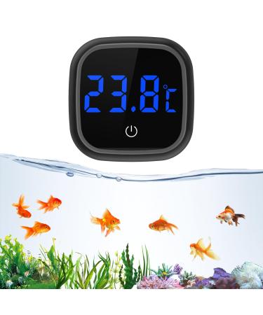Brifit aquarium thermometer digital gluing-on mini thermometer aquarium LED display & touch screen high precision electronic water thermometer temperature meter aquarium for fresh water marine 1 piece black