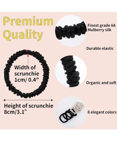 100% Pure Mulberry Silk Hair Tie Set - 8 Cute Satin Sleep Ties for All Hair Types (Curly Thick Thin) - Perfect Gift for Women & Girls - Buy Online on GoSupps.com