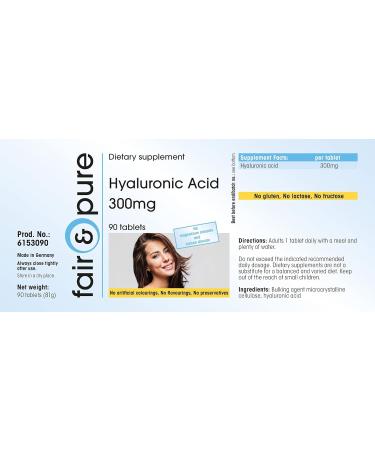 SoMatEm Fair & Pure Hyaluronic acid 300mg high dosage vegan 90 hyaluronic acid tablets - Buy Online on GoSupps.com