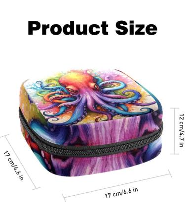 Octopus Sanitary Napkin Storage Bag - Multi-colored Portable Period Bag for Women and Teen Girls | Feminine Menstrual Cup Pouches + Nursing Pad Holder + Tampon Bags - 1Pcs - Buy Online on GoSupps.com