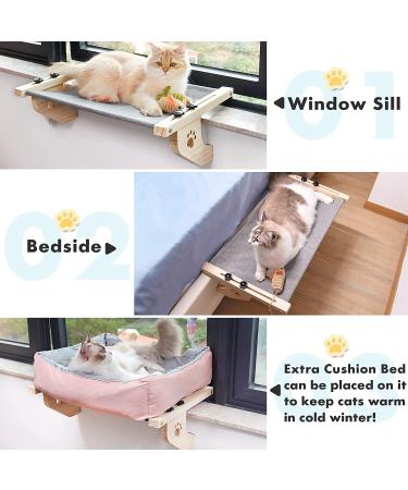 AMOSIJOY Cat Window Perch Hammock for Large Cats - Sturdy Wood & Metal Frame - Easy to Assemble Cat Bed for Windowsill, Bedside, Drawer, Cabinet - 21.7x15x6.9 - Buy Online on GoSupps.com
