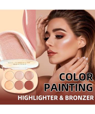 Blush and Highlighter Palette 6-Color Contour Palette - Melting Cream Cosmetics Water Resistant for a Natural Healthy Glow and Mature Complexion Lightweight Texture - Buy Online on GoSupps.com