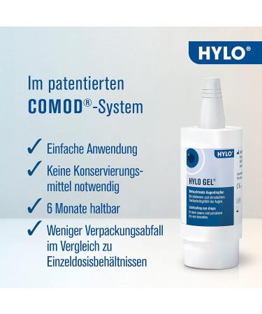 HYLO GEL Eye Drops for Dry Eyes - Long-Lasting Hydration with Hyaluronic Acid - 2x10 ml Pack - International Shipping Available - Buy Online on GoSupps.com