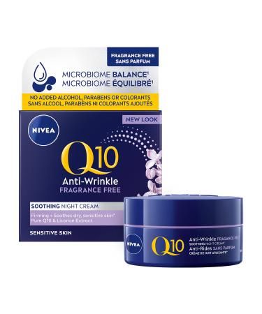 NIVEA Q10 Anti-Wrinkle + Fragrance Free Night Cream for Sensitive Skin | Night face moisturizer | 50mL