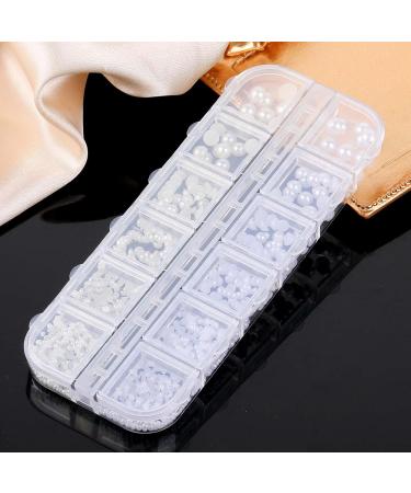Half-Ground Pearl Nail Art Set | White & Beige Flat Back Pearl Accessories for DIY Projects & Nail Decorations - Buy Online on GoSupps.com