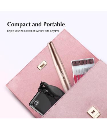 Nail Drill Adjustable Speed 20000RPM | Electric Manicure Pedicure Set with 6 Bits | Portable E File for Gel Acrylic Nails | 31 Sanding Bands | Beginner Friendly | Corded | Light Gold - Buy Online on GoSupps.com