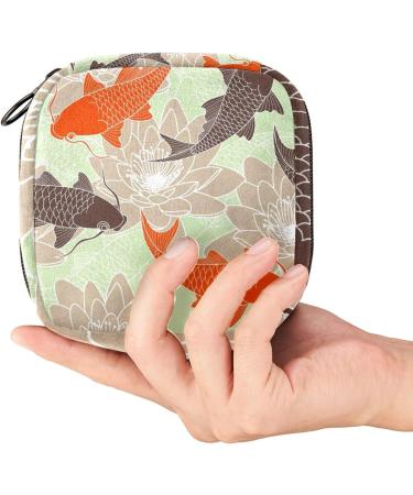 Lotus Flower Carp Sanitary Napkin Storage Bag Portable Period Kit Bag Pad Pouches for Period Menstrual Cup Bag with Zipper Sanitary Pad Pouch for Women Teen Girls Ladies Color 1 - Buy Online on GoSupps.com