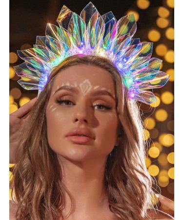 DRESBE LED Laser Headband Translucent Light Up Hair Hoop Sparkly Party Nightclub Rave Hair Accessories for Women and Girls