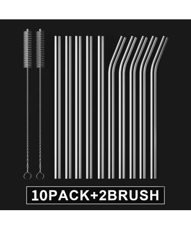 HeykirHome 10-Pack Disposable Glass Straw Size 8.5''x10 MM Including 5 Straight and 5 Bent with 2 Cleaning Brush- Perfect For Smoothies  Tea  Juice 10Pack+2Brushes - Buy Online on GoSupps.com