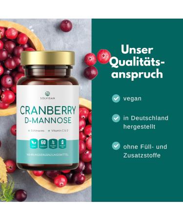SOLVISAN Cranberry D-Mannose - Unique Echinacea & Vitamin C+D Formula - 60 Capsules for Urinary Health | International Shipping Available - Buy Online on GoSupps.com