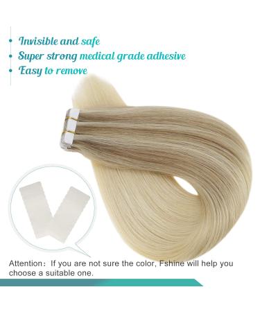FSHINE Balayage Real Hair Extensions - 20pc Tape-In Seamless Blonde Ombre 35cm #18/20 Remy Hair Weft - Buy Online on GoSupps.com