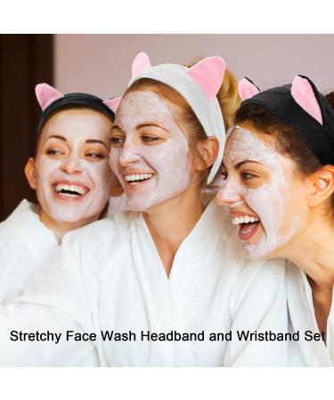 CIEHER 6 PCS Spa Headband for Women - Cute Black and White Cat Design - Elastic Hairbands for Makeup, Skincare, Yoga - Perfect for Face Washing and Slumber Parties - Buy Online on GoSupps.com