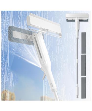 Spray Window Cleaning Kit with Sewage Collector and 3 Pads 4 in 1 Professional Window Cleaning Kit with Extension Pole Car Window Cleaner Tool for Indoor/Outdoor Windows Car Glass