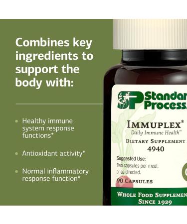 Standard Process Inc. Immuplex - Daily Immune Support Supplement with Folate Iron Vitamin C & Vitamin A - Mineral Supplement with Antioxidant Ingredients - 90 Capsules 90 Count (Pack of 1) - Buy Online on GoSupps.com