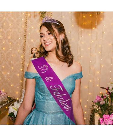 XZtimes Birthday Sash for Women 30th Birthday Crown Purple 30th Birthday Sash 30th Birthday Decorations 30th Birthday Gifts for Her Birthday Queen Sash 30th Birthday Tiara Purple Metal - Buy Online on GoSupps.com