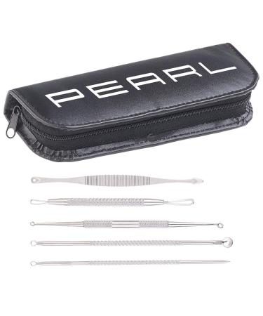 Pearl blackhead remover: 5-SEet blackhead remover made of stainless steel with storage bag (blackhead tool blackheads remove tool comedone squeeze professional)