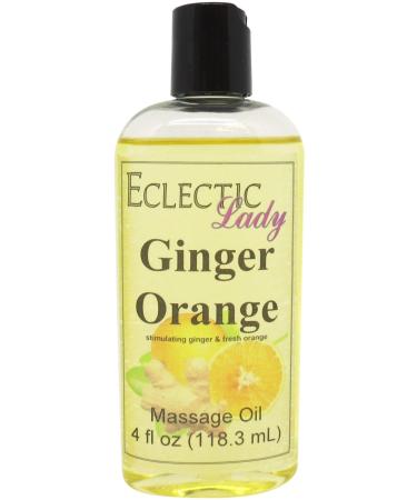 Ginger Orange Massage Oil 4 oz With Sweet Almond Oil and Jojoba Oil Preservative Free Perfect for Aromatherapy and Relaxation 4 Ounce