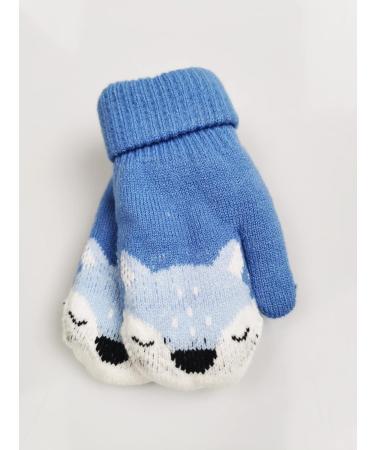 iEasey Cute Baby Winter Knitted Mittens On String | 0-3 Years | Fox Design | Insulated Fleece Gloves for Boys & Girls | Blue - Buy Online on GoSupps.com