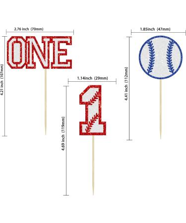 Gyufise 24Pcs Baseball 1st Birthday Cupcake Toppers Glitter First Birthday Baseball One Cupcake Picks Decorations for Baseball Sports Theme Baby Shower 1st Birthday Party Supplies Red D Red-24pcs - Buy Online on GoSupps.com
