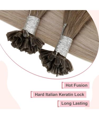 Easyouth Bonding Extensions | Real Hair Balayage Keratin Extensions | Ash Brown Platinum Blonde 14 inch | 50g | Premium Remy Hair #8/60/18 - Buy Online on GoSupps.com