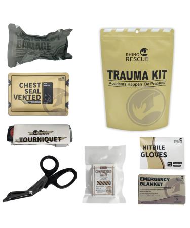 RHINO RESCUE Tactical Trauma Kit Emergency First Aid Stop The Bleed IFAK Refill Supplies Combat Wound Care Dressing Pack