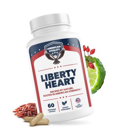 AMERICAN VITALITY Liberty Heart - Berberine Red Yeast Rice & Citrus Bergamot Heart Wellness Supplement Supports Healthy Cholesterol Levels & Blood Pressure Already in Normal Range* - 60 Capsules