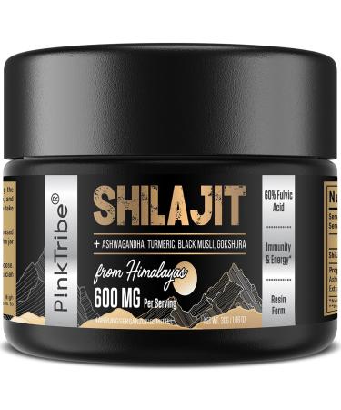 Shilajit Resin Gold Standard Shilajit - 600mg Himalayan Shilajit Blend with Ayurvedic Herbal Extracts High Levels of Fulvic Acid Supports Energy and Performance 30 g (Pack of 1)