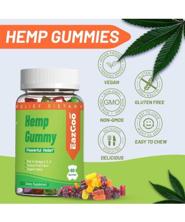 Natural Hemp Gummies 2 000 000 XXL Extra Strength - Vegan Low Sugar Non-GMO - 120 Count Pack of 2 | Buy Now for Health Benefits - Buy Online on GoSupps.com