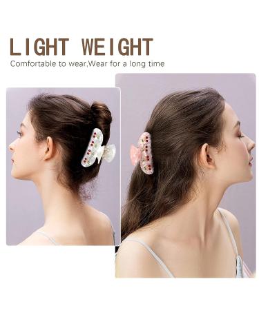 Jayongnee Shell Hair Claw Clips for Thin Hair - 2 PCS French Style Moon Hair Clips with Cherry Decoration - Pink and White - Buy Online on GoSupps.com