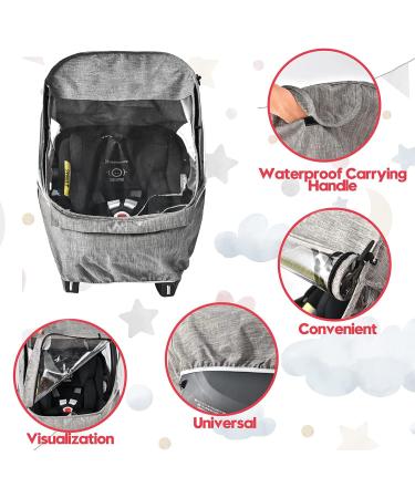 Atoke Baby Car Seat Rain Cover - Universal Infant Car Seat Cover with Zipper Door - Grey - Buy Online on GoSupps.com