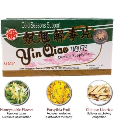 Yin Qiao Yin Chiao Chieh Tu Pien 600MG - 96 Tablets | Extra Strength Cold & Flu Support - Buy Online on GoSupps.com