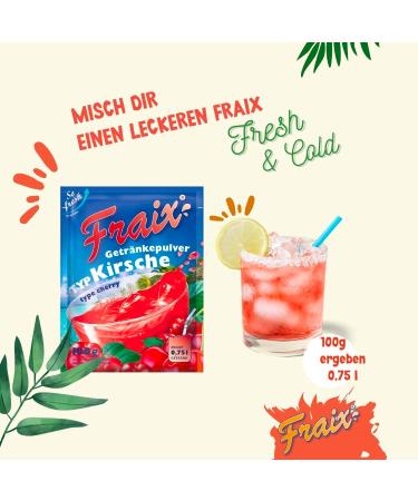 TSI Consumer Goods FRAIX Drink powder cherries 125 pieces 125 x 100 g value pack instant fruit powder with cherry flavor perfect for on the go birthday party - Buy Online on GoSupps.com