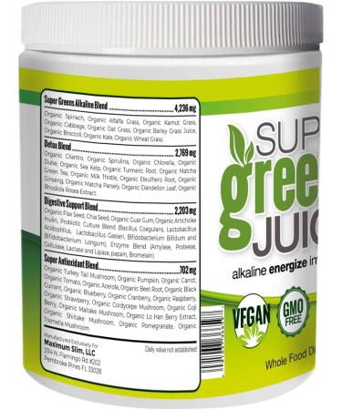 MaximumSlim Fat Burning Supergreens: Boost Energy, Enhance Health - 27 Natural Nutrients - Buy Online on GoSupps.com