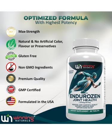 EnduroZen Joint Support Supplement Advanced Formula (60 tabs) - Glucosamine Chondroitin MSM Turmeric| Joint Health & Mobility Support| Non-GMO| for Men & Women| Supports Cartilage & Flexibility 60 Count (Pack of 1) - Buy Online on GoSupps.com