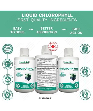 Liquid Chlorophyll Unflavoured 5X Concentrated 500ml Cold Extracted from Non-GMO Alfalfa - Detox - Alkaline - Natural Body Deodorant Antioxidant - Made in Canada - Buy Online on GoSupps.com