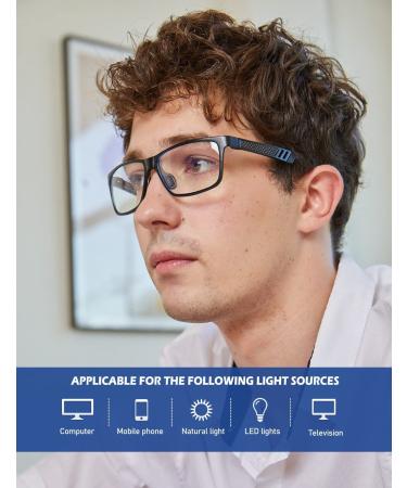 ANYLUV Blue Light Blocking Gaming Glasses for Men - Rectangle Metal Frame, UV400 Clear Lens, Gunmetal - Buy Online on GoSupps.com