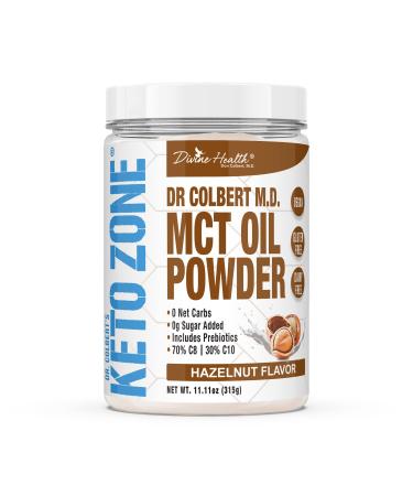 Dr. Colbert's Keto Zone MCT Oil Powder | Hazelnut Flavor | 70% C8 | 30% C10 | 0 Net Carbs | Gluten Free | 30 Day Supply | 315g |