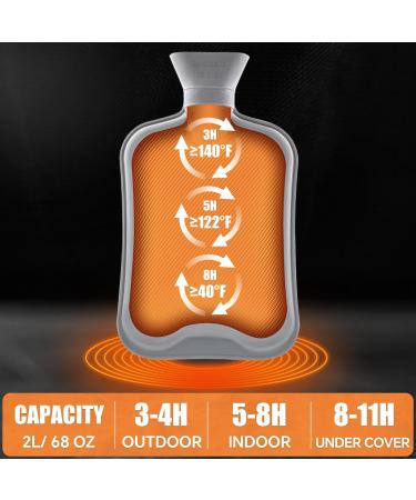 2L Hot Water Bottle - Rubber Hot Compress & Cold Therapy for Pain Relief | Gray Bed Bottle (No Cover - Buy Online on GoSupps.com